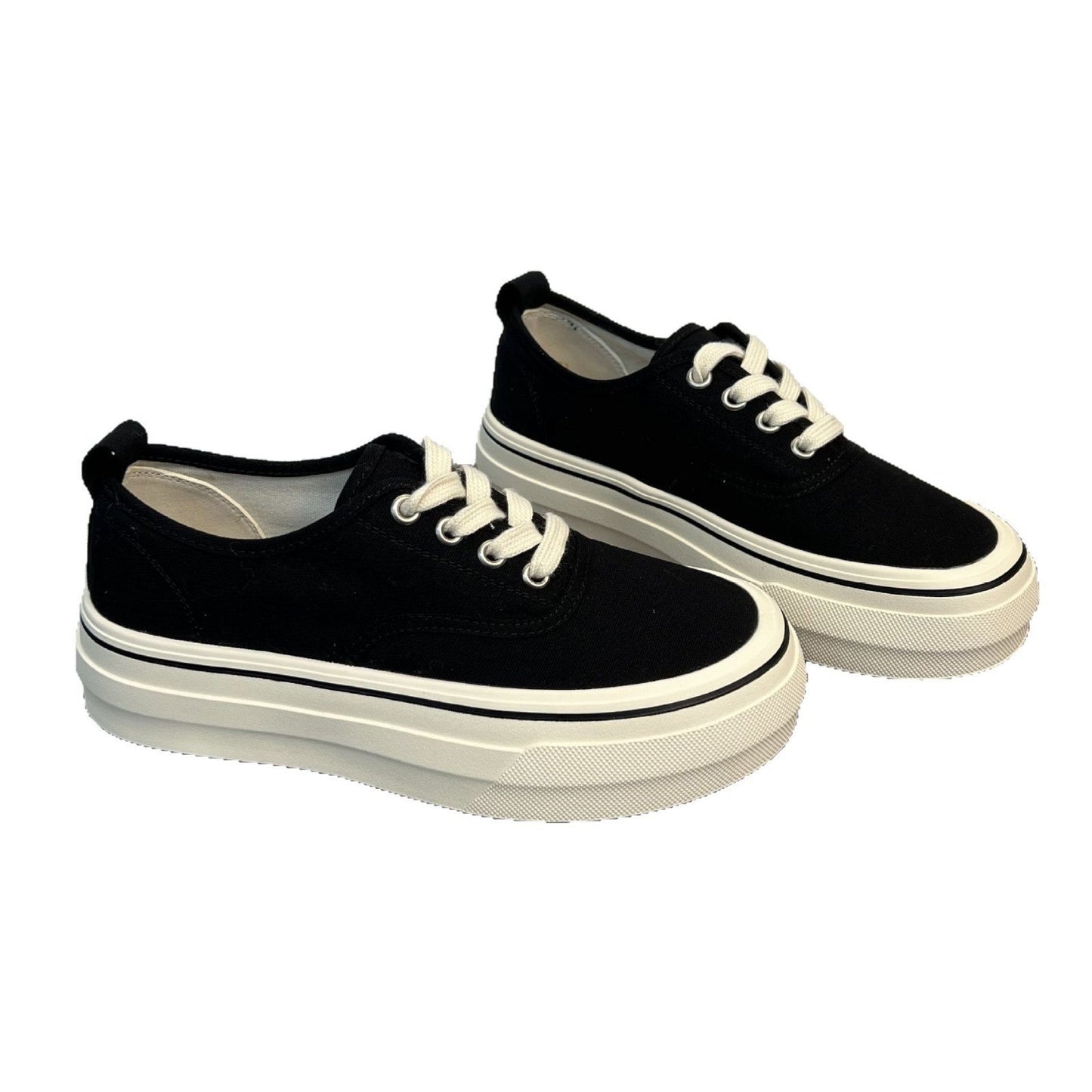 Damen Sneaker Dicksohlige Sportschuhe Hochwertig Canvas