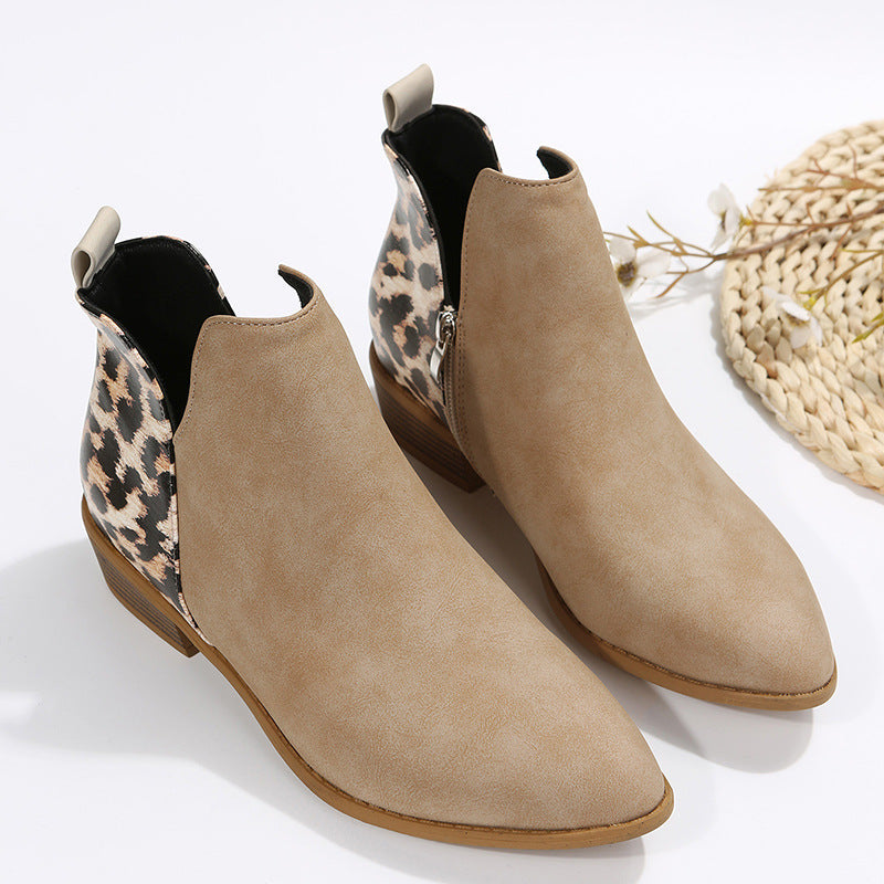 Damen Ankle Boots Leopardenmuster Elegant Schuhe