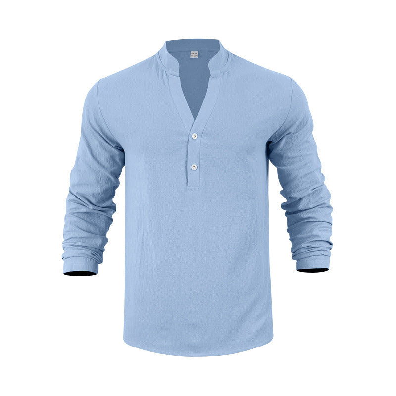Herren Langarmshirt mit modischem Stehkragen und eleganten Knopfdetails BerlinGlamour.