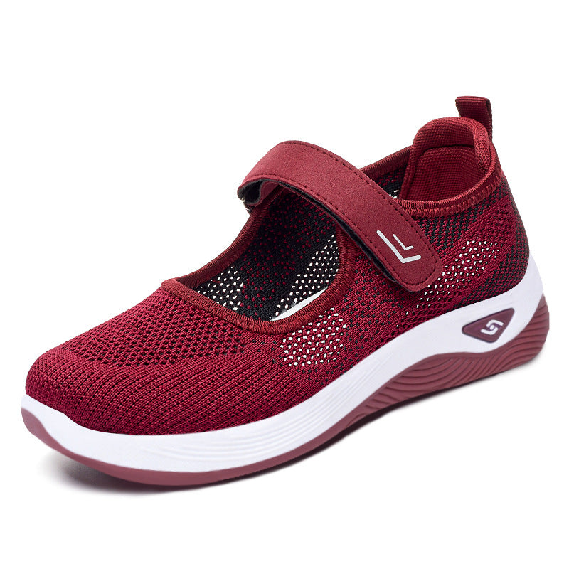 Damen Sportschuhe Bequem Atmungsaktiv Sneaker mit Klettverschluss