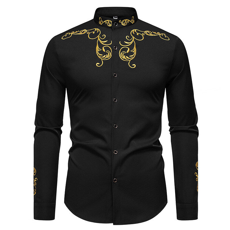 Herren Langarmhemd Elegantes Mit Verzierungen Modern