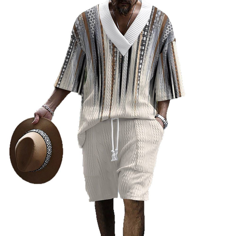 Herren Strickpulli Tiefes V mit Muster Modern