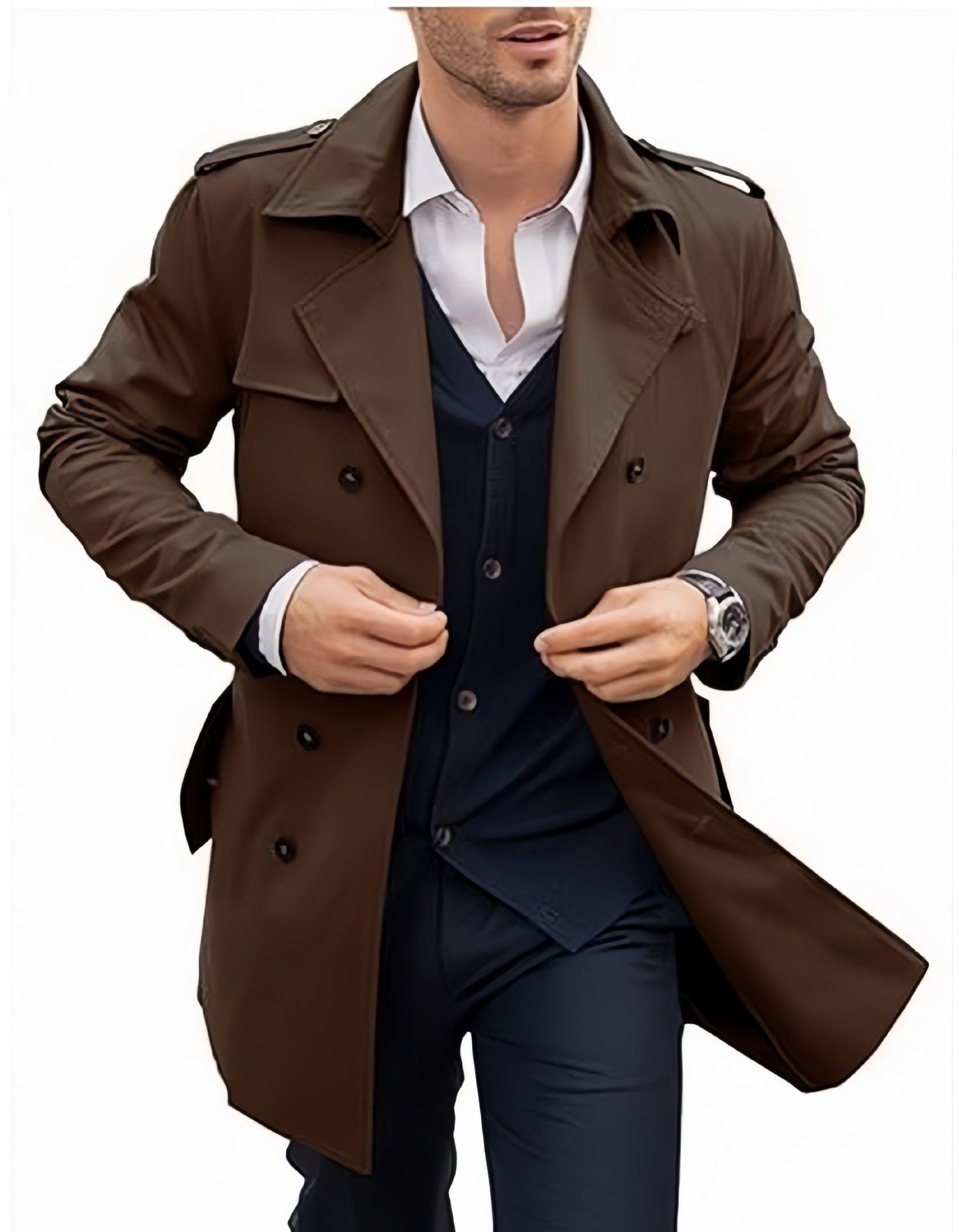 Herren Trenchcoat Modern Elegant Doppelreihig