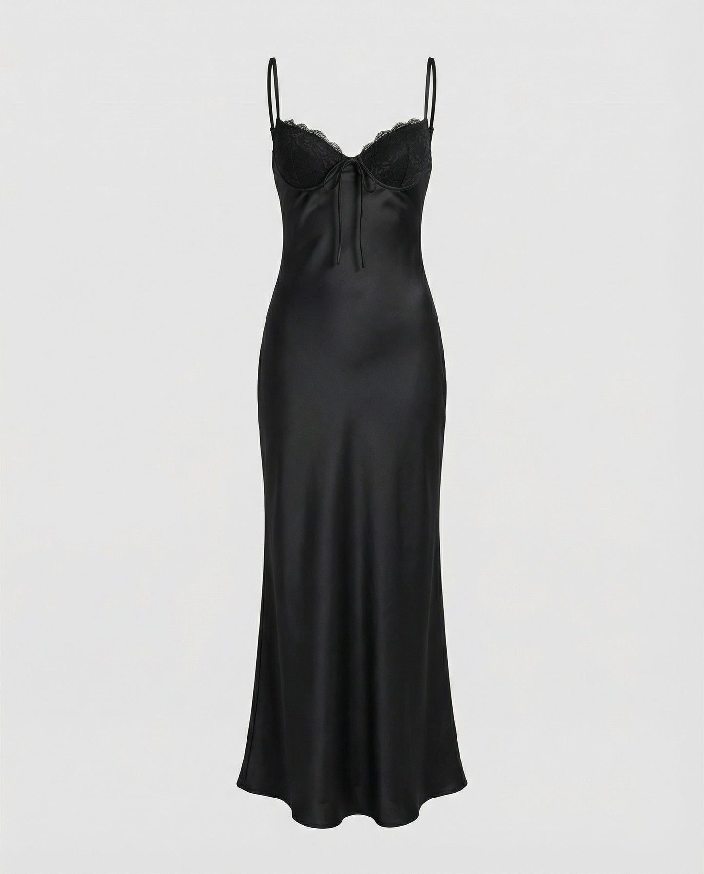 Damen Maxikleid Satin Spitze Elegant Lang