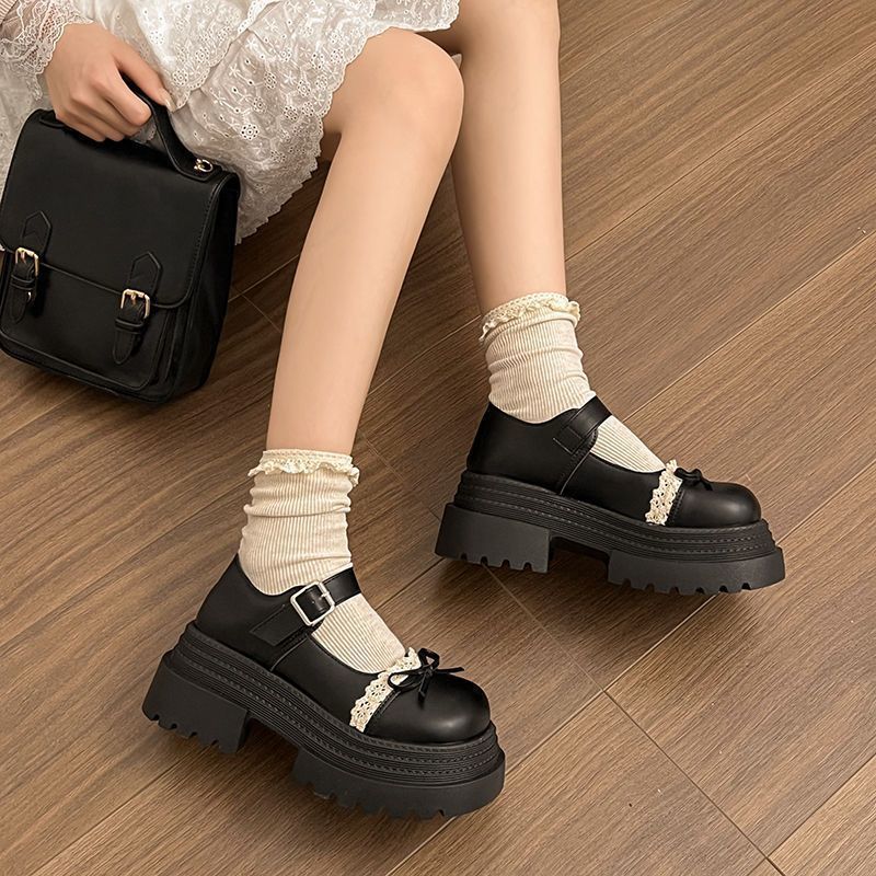 Damen Schuhe Mary Jane Plateau Modisch mit Schleife