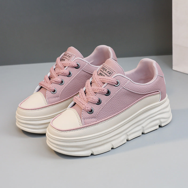 Damen Sneaker Hoch Platform Elegante Schnürung Robust
