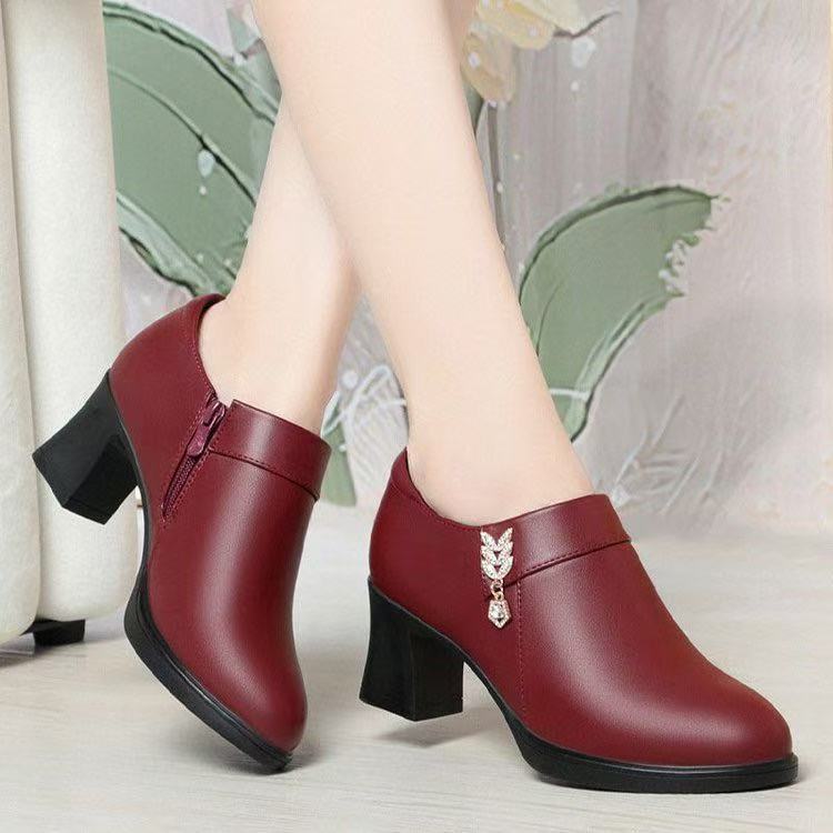 Damen Stiefeletten Elegante Schuhe Braun Lederschaft
