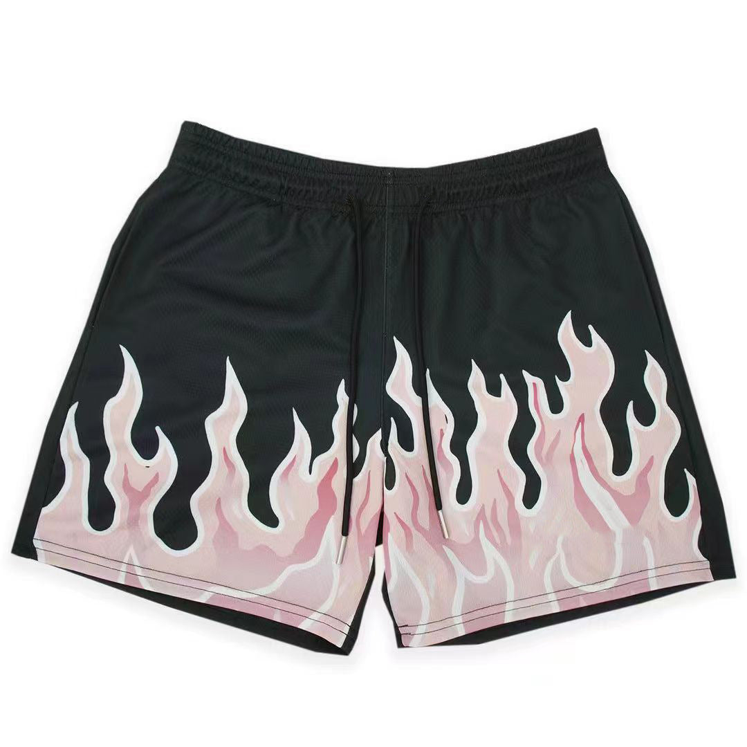 Männer Sport Shorts Flames Grafik Trendy