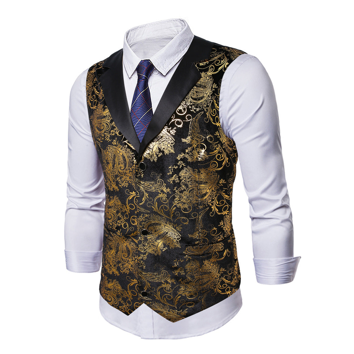 Elegante Herren Weste Glitzer Pailletten Schwarz