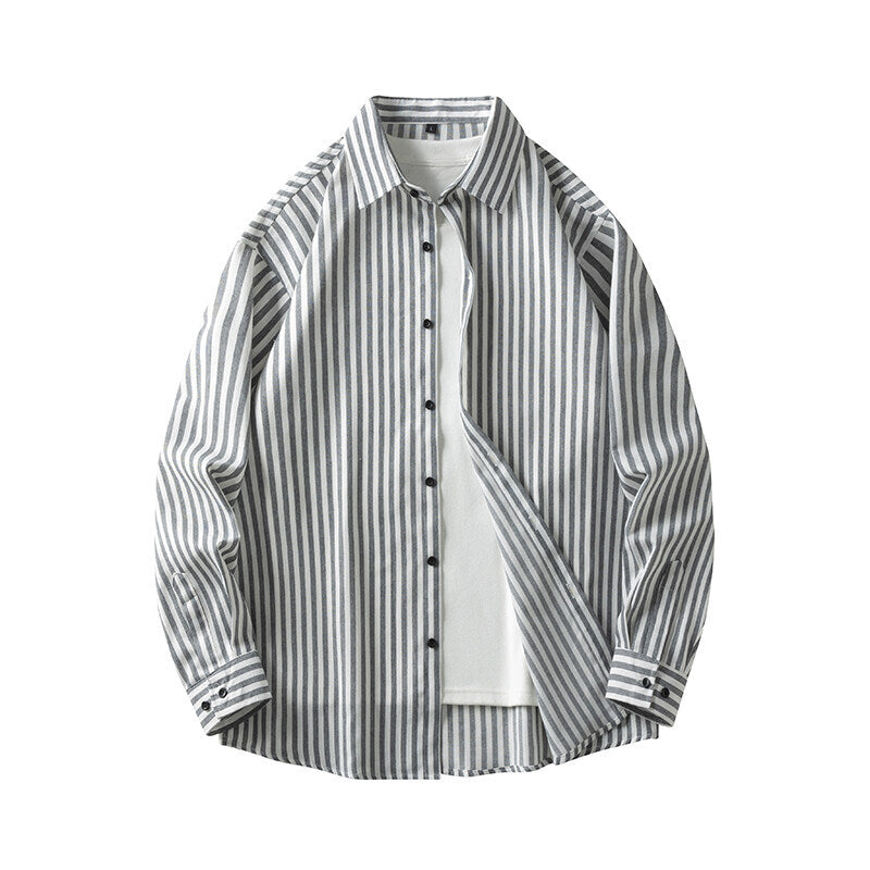 Herren Langarmhemd Streifenmuster Bequem Elegant