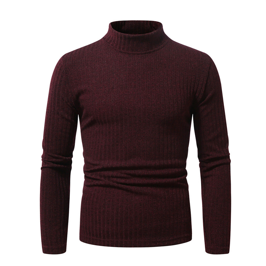 Herren Rollkragenpullover aus Wolle mit Rippmuster Elegant
