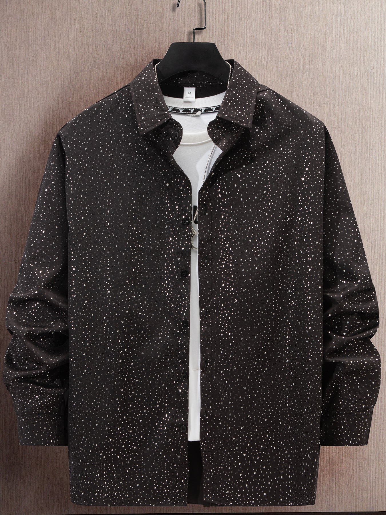 Herren Langarmhemd Modern mit Punktemuster Trendy