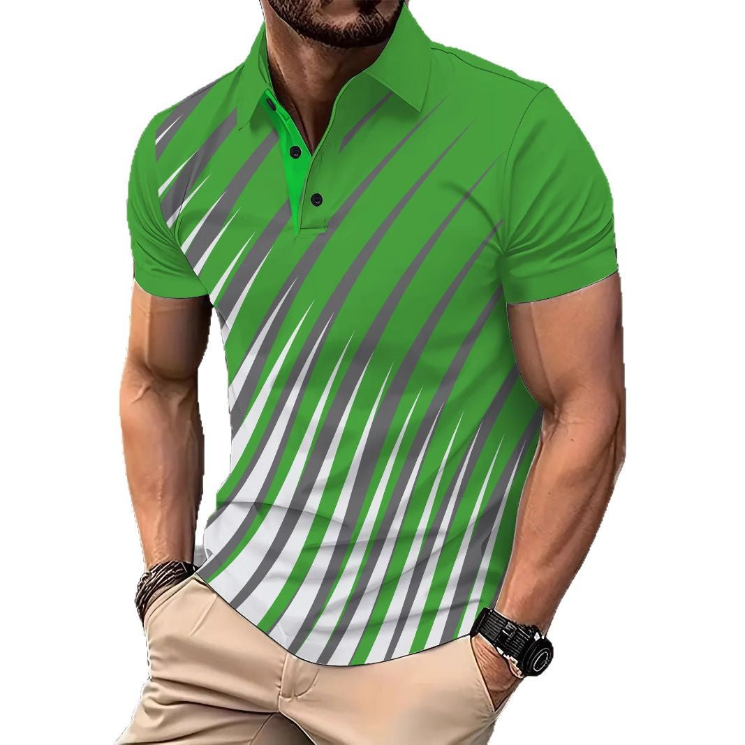 Herren Poloshirt Sportlich Streifenmuster Modern