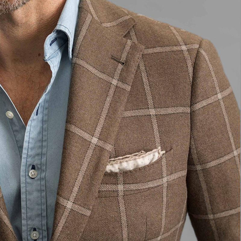 Herren Wollblazer Kariert Klassisch Elegant