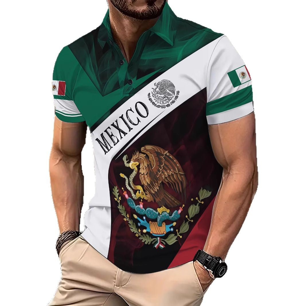 Herren Polohemd Mexiko Flagge Nationaldesign