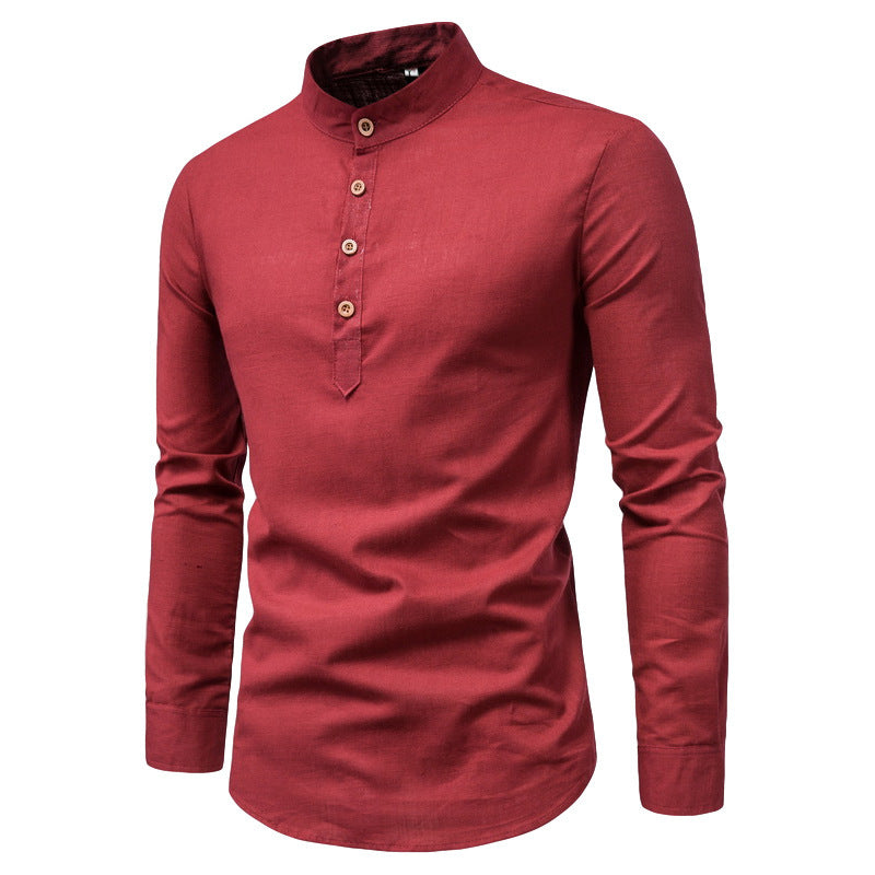 Herren Langarmhemd Stehkragen Elegantes Business Hemd Modern