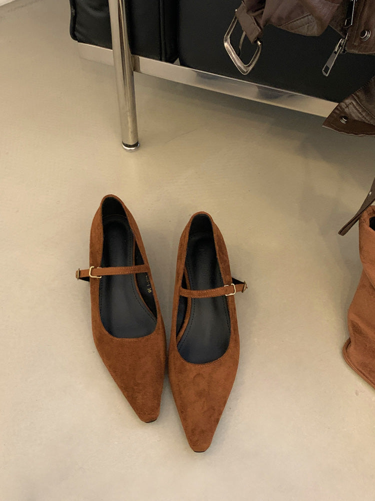 Damen Slingback Ballerinas Elegant Veloursleder Schuhe