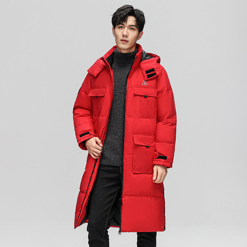 Herren Winterjacke Lang Isoliert mit Taschen
