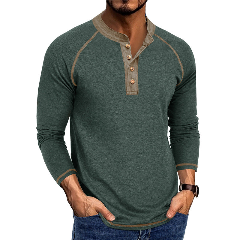 Herren Langarmshirt Modern mit Knopf Detail Elegant