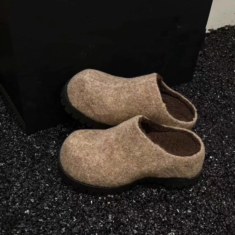 Damen Clogs Filz Bequem Rutschfest Winter