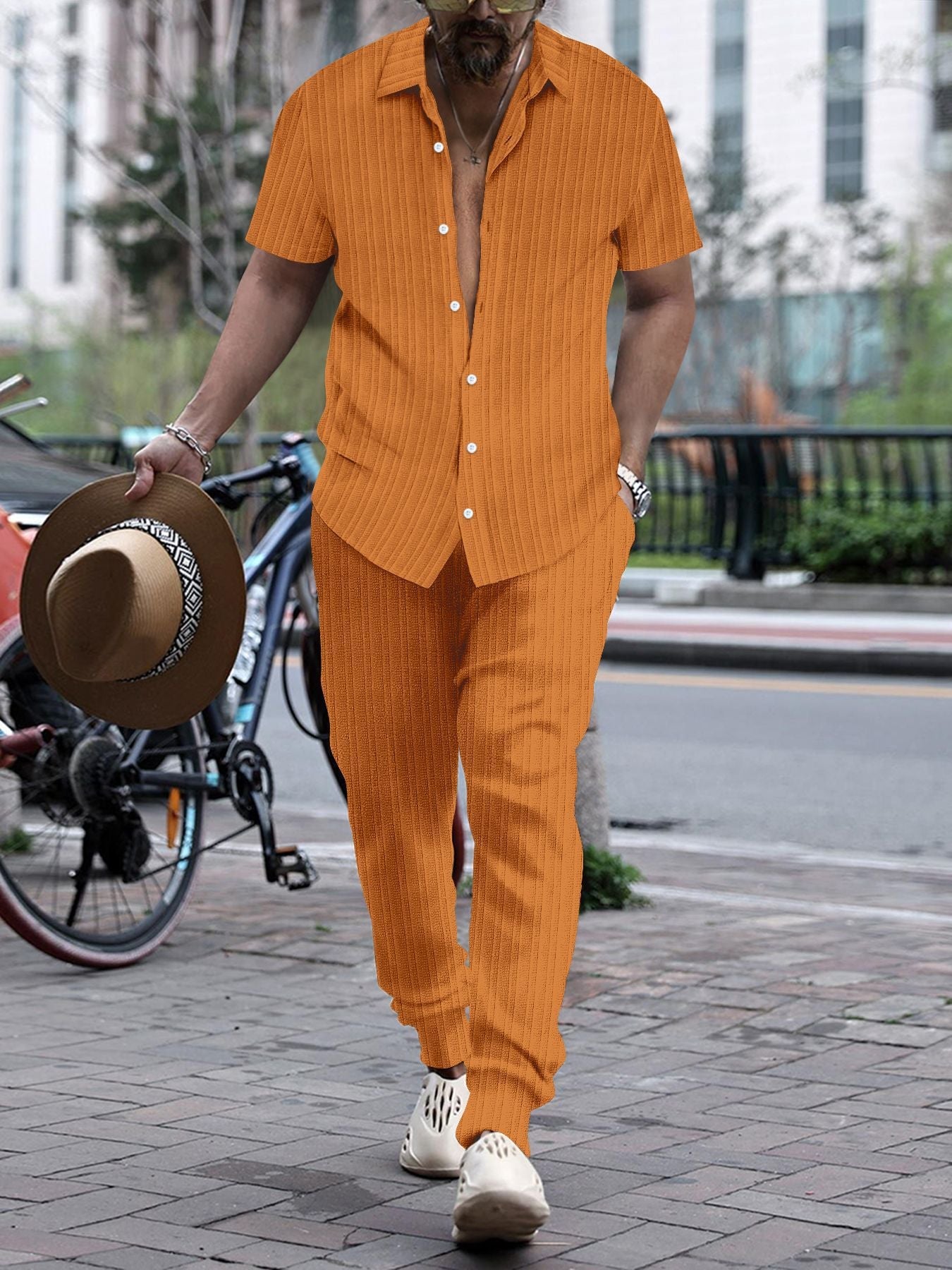 Herren Anzug Moderner Schnitt Streifenmuster Elegant