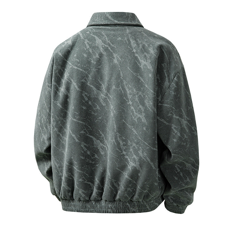Herren Cordjacke Modern mit Reißverschluss Grün Braun