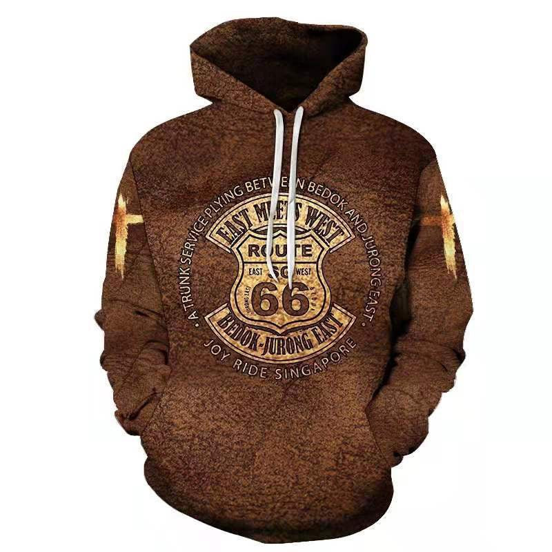 Herren Kapuzenpullover Route 66 Grafik Berlin Style