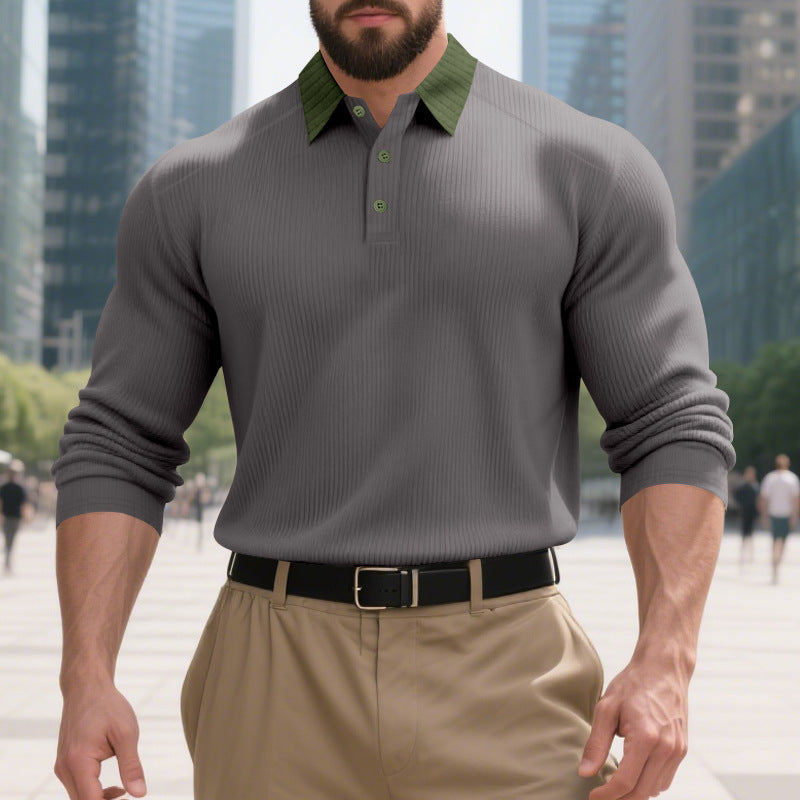 Herren Poloshirt Strukturiert Modern mit Kontrastdetails