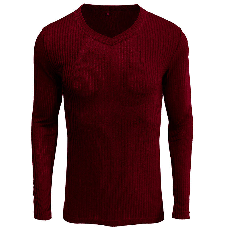 Herren Langarmshirt V-Ausschnitt Modern Elegant