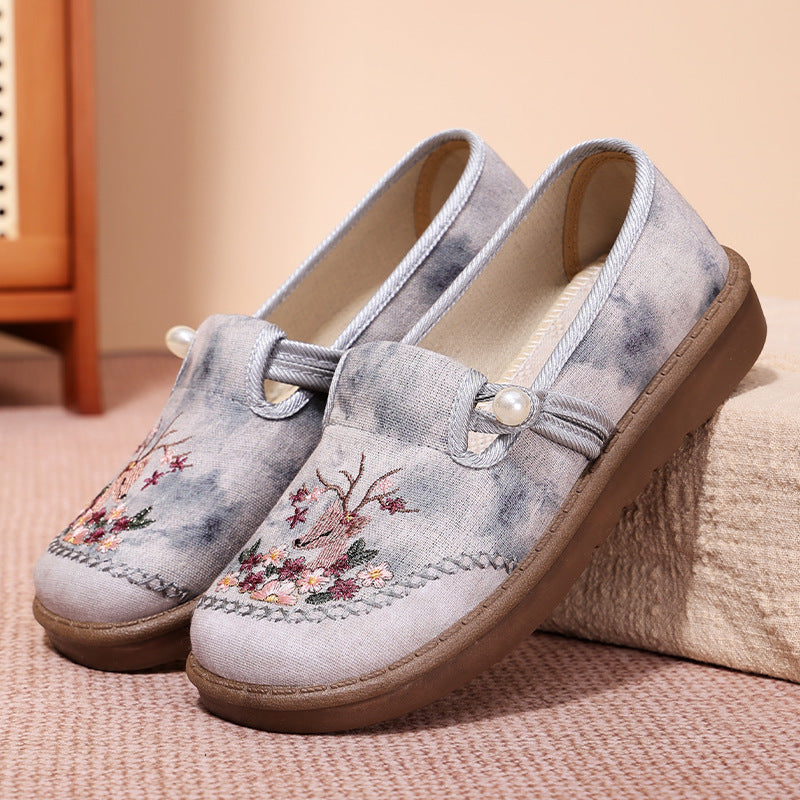 Damen Pantoletten Bequem Stoff Elastisch Floral