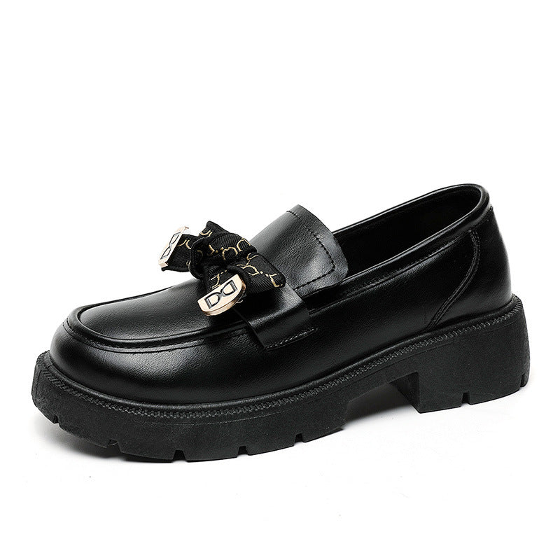 Damen Loafers Chunky Schuhe mit Schleife und Gummi Sohle