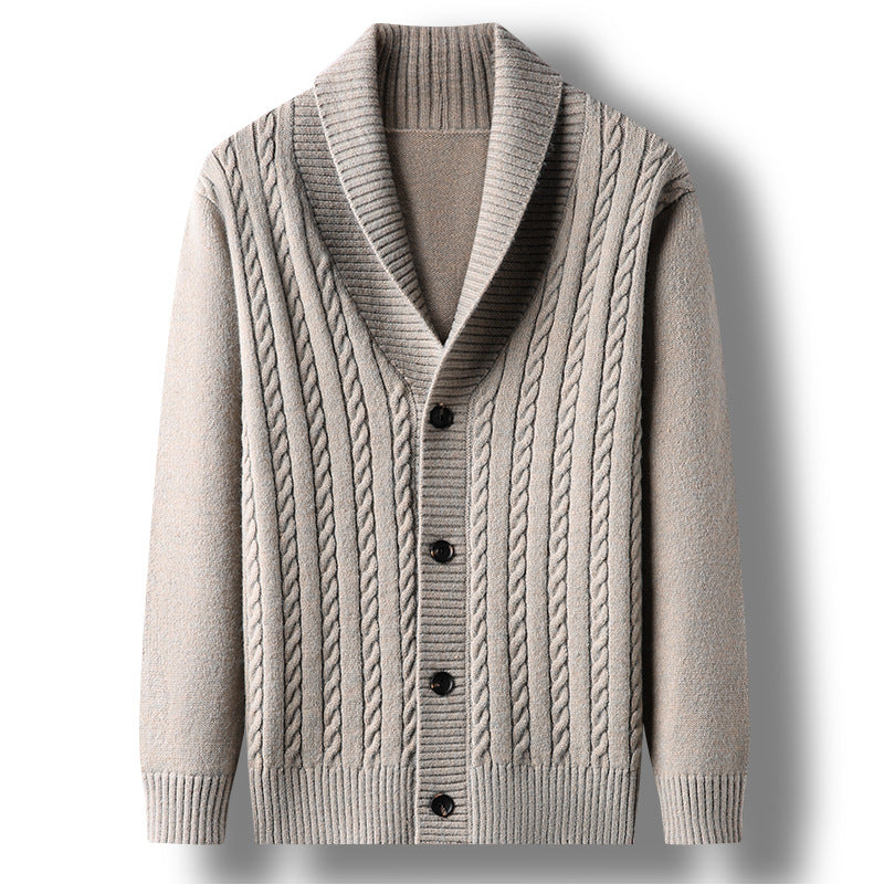 Herren Strickjacke Elegante Struktur Kragen Modern