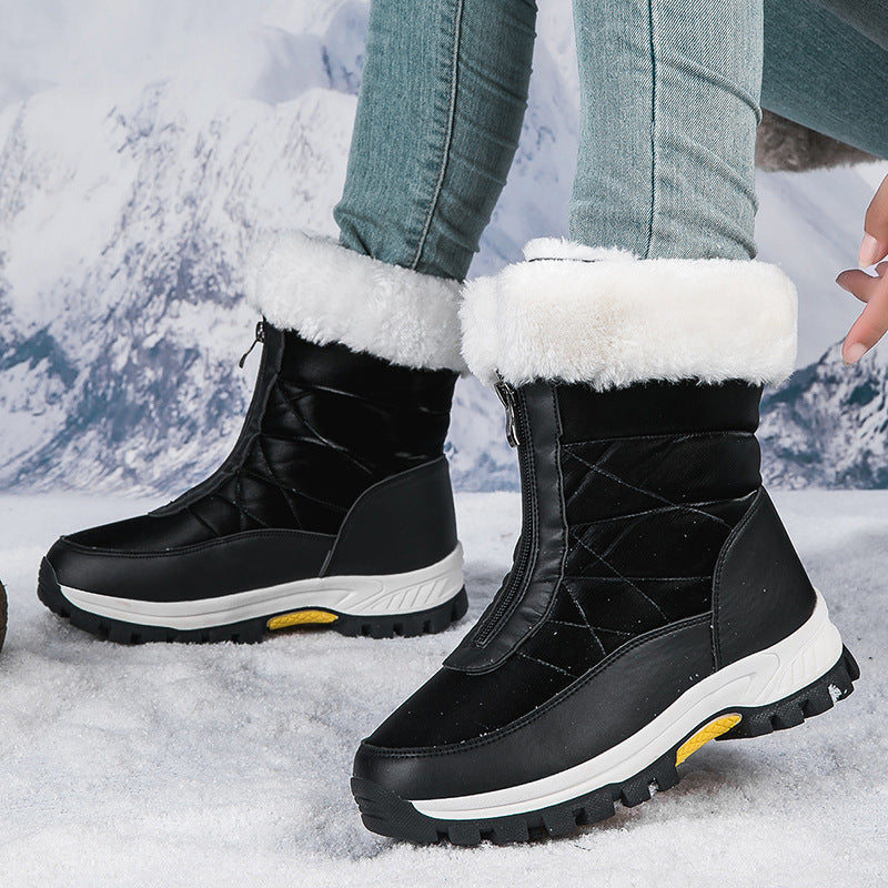 Damen Winterstiefel Warm Gefüttert Rutschfest Komfort-Reißverschluss
