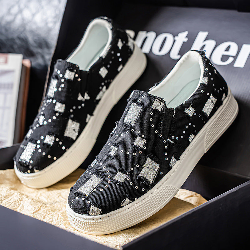 Damen Sneaker Glitzer Slip-On Schuhe Elegante Mode