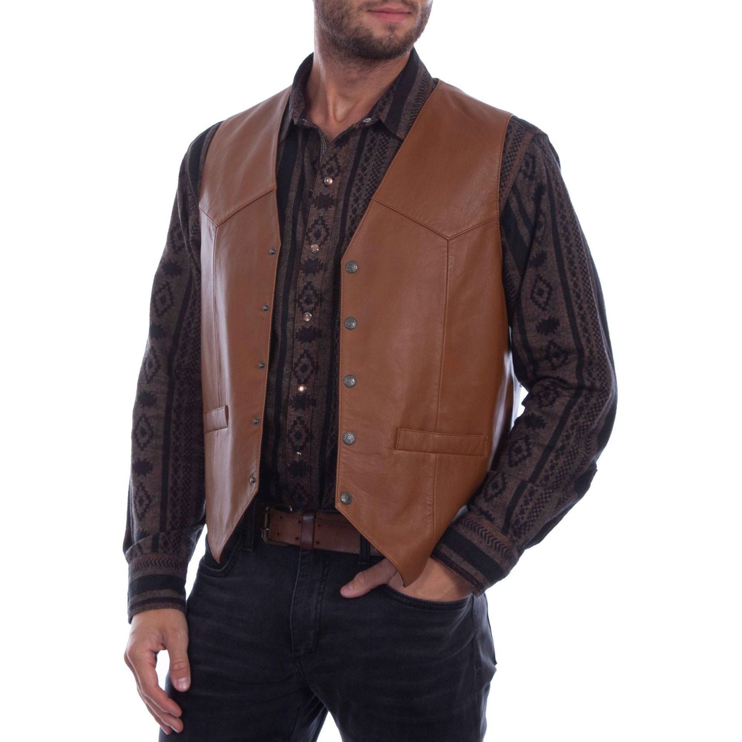 Herren Lederweste Stilvoll Schwarz Elegante