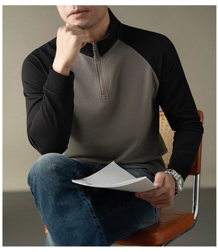 Herren Langarmshirt Sportlich Funktional Mit Reißverschluss