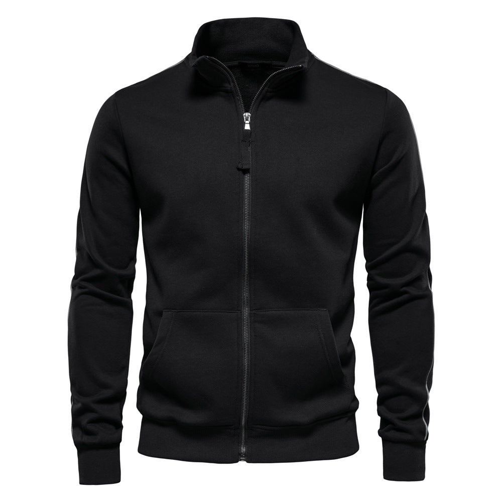 Herren Sweatjacke Hochkragen Reißverschluss Kapuze Warm