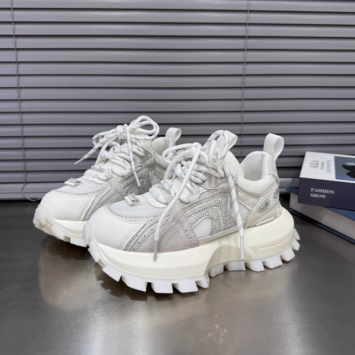 Damen Sneaker Sportlich Chunky Plattform Atmungsaktiv