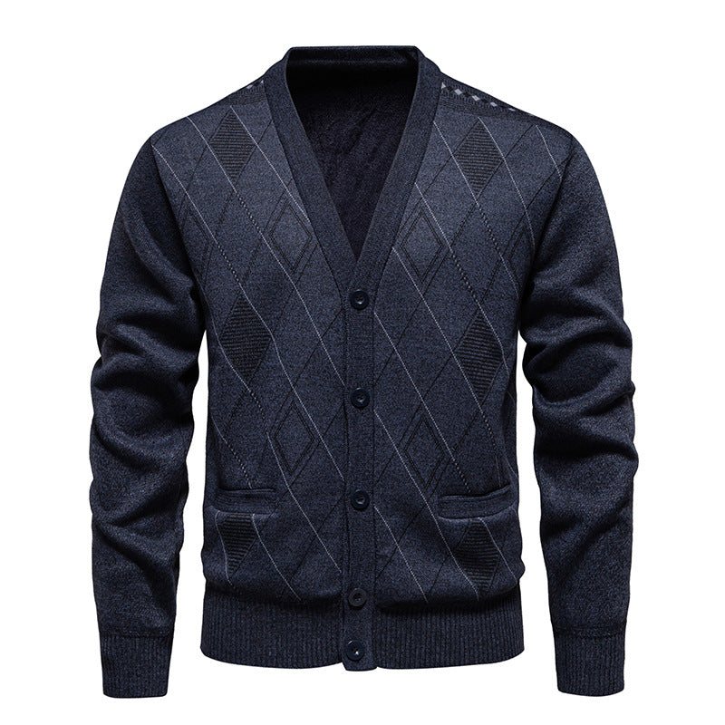 Herren Strickjacke Rautenmuster Elegante Modern