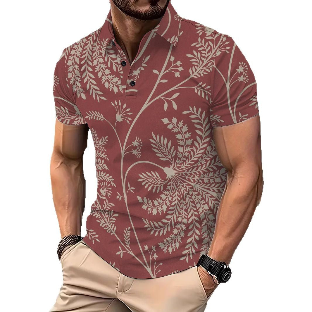 Herren Poloshirt Modern Floralmuster Sommer
