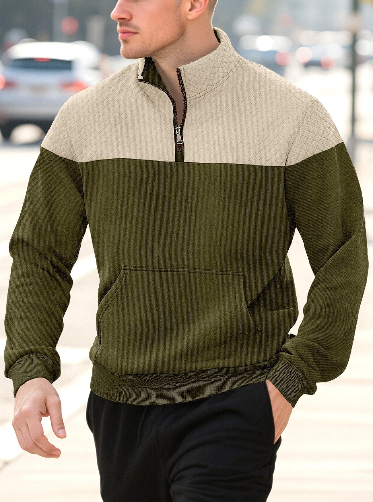 Männer Pullover Stehkragen Sportlich Strukturiert