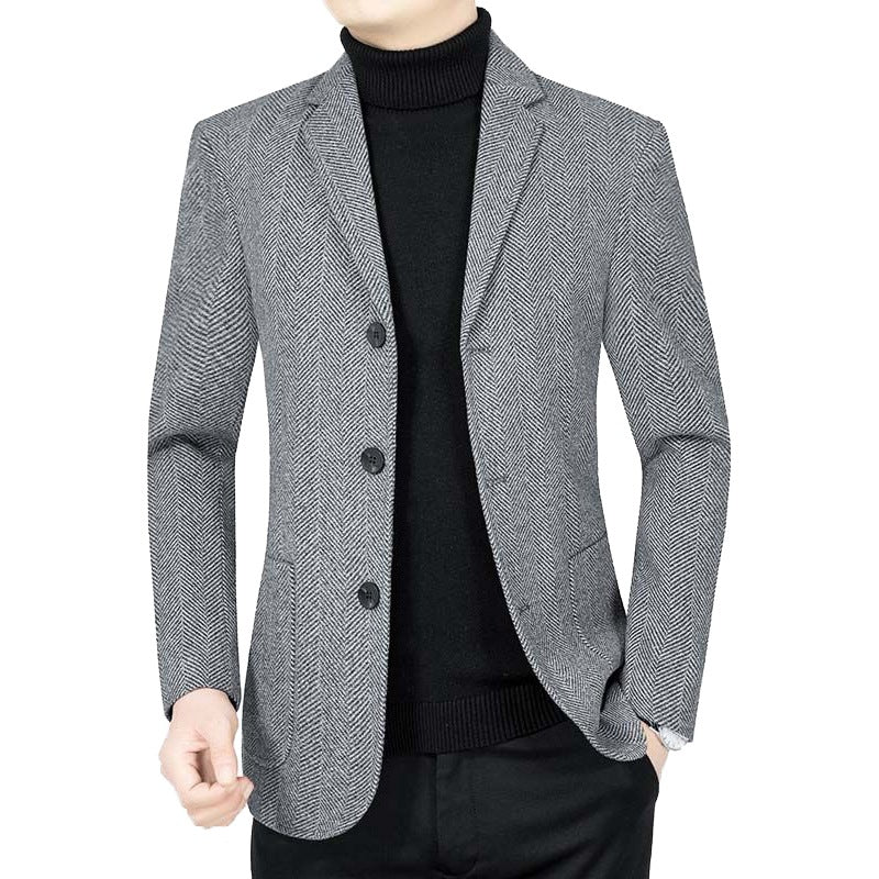 Herren Blazerjacke Elegant Zickzack Muster Modern Schwarz