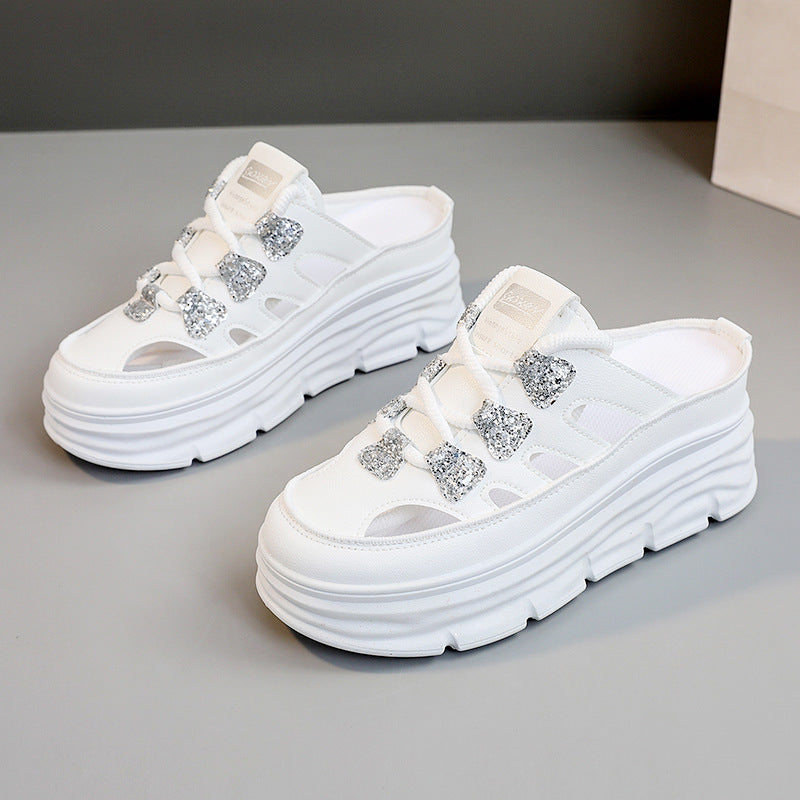 Damen Sneaker Bequem Chunky Slip-On mit Glitzer