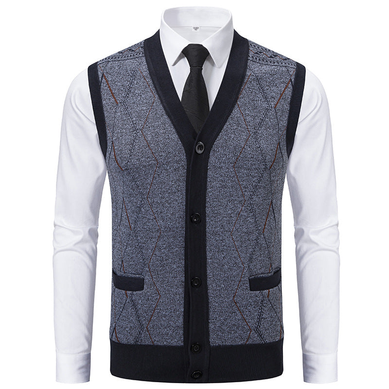 Herren Strickweste Modern mit Muster und Taschen