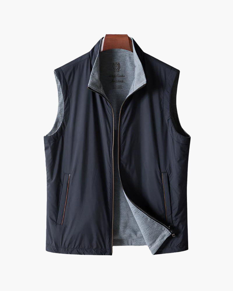 Schlanke Bodywarmer Herren Weste Schwarz Zip Up