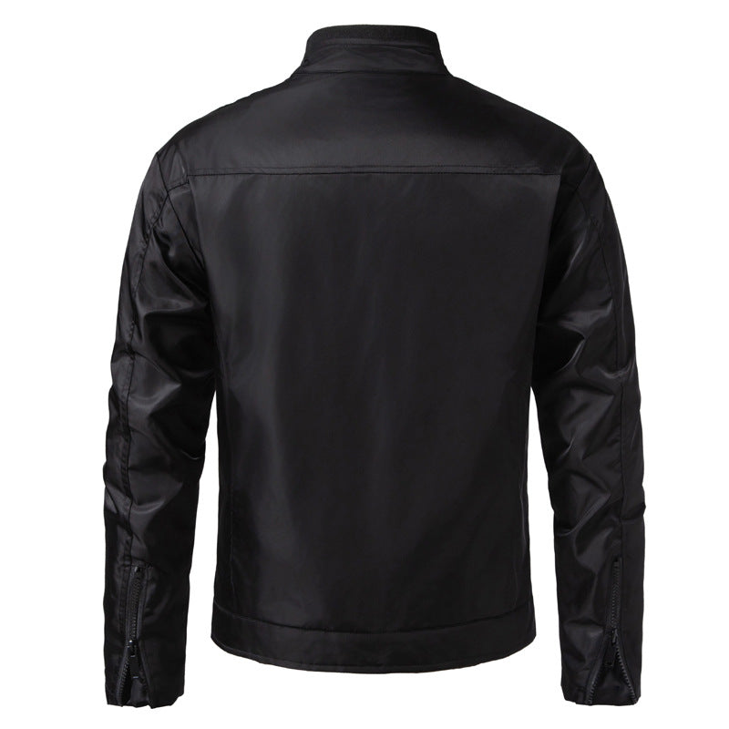 Lederjacke Herren Vielseitig Ledermantel Elegant Schwarz
