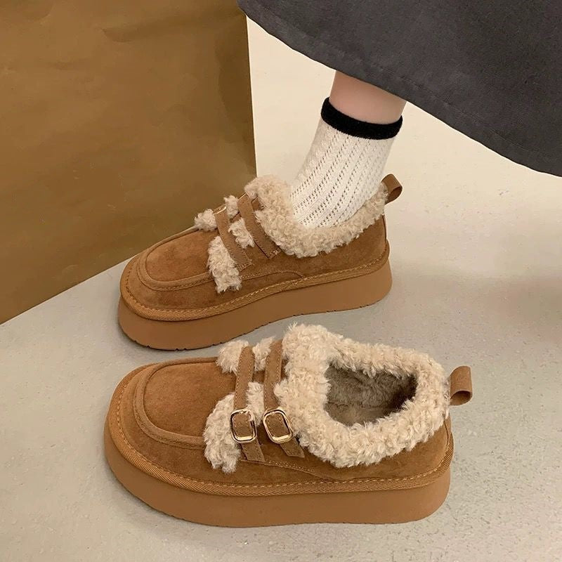 Damen Sneaker Platformschuhe Bequem mit Flausch Innenleben