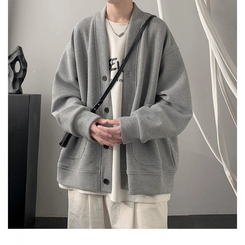 Damen Strickjacke Lässig Mit V-Ausschnitt Und Taschen