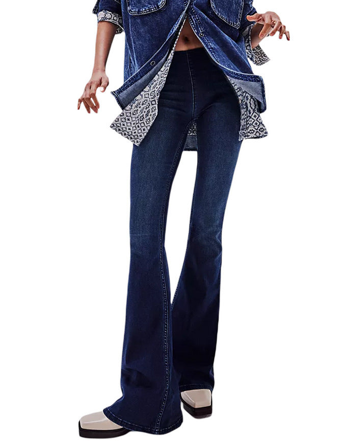 Damen Highwaist Jeans Flared Schnitt Figurbetont