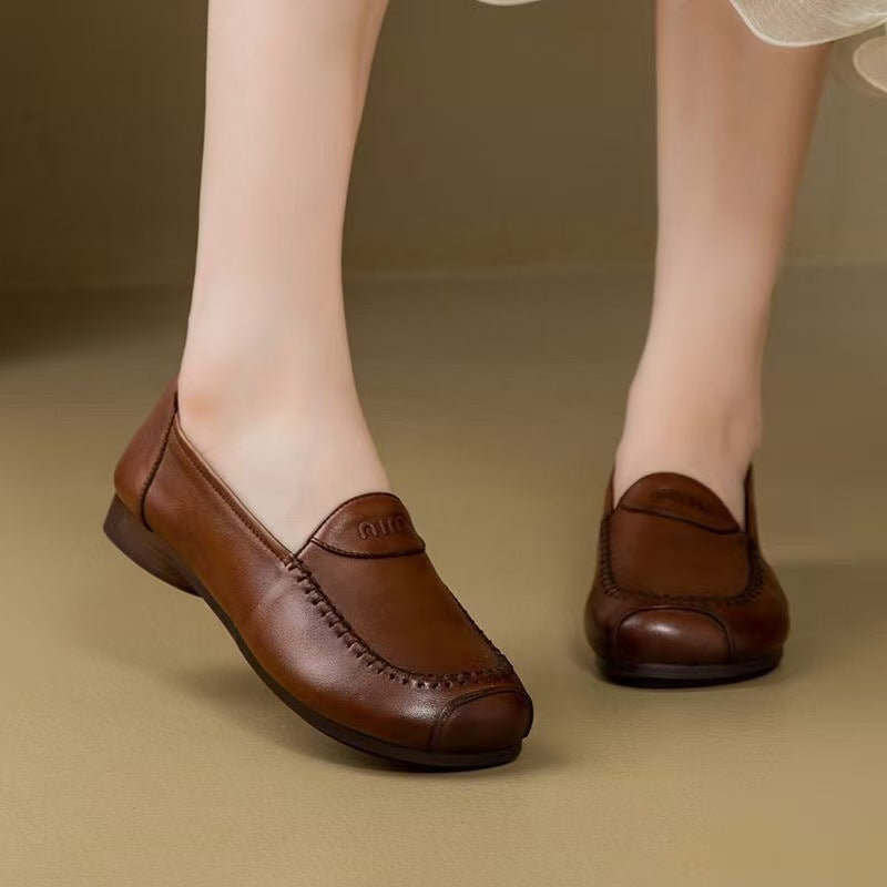Damen Mokassins Bequem Lederschuhe Elegante Optik